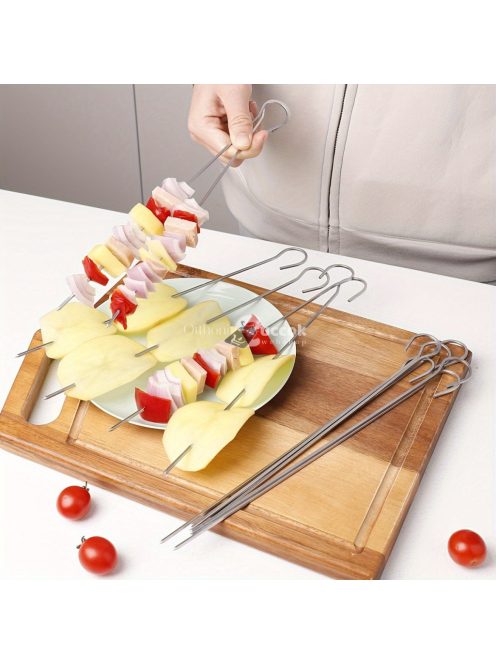 6/12 Darab, Grillnyársak, Rozsdamentes Acél Nyársak BBQ-hoz, Multifunkcionális Fém BBQ Nyársak, Grill Rozsdamentes Acél Nyársak, BBQ Tűpálcák, Szabadtéri Főzés, BBQ Felszerelések