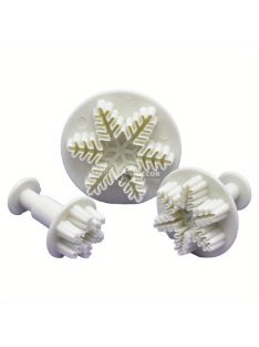   3 részes hópehely alakú rugós kekszvágó készlet, műanyag karácsonyi témájú gumicukor formák az ünnepi sütéshez