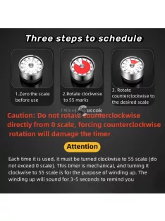   Rozsdamentes Acél Konyhai Időzítő - 60 Perces Mechanikus Visszaszámlálás