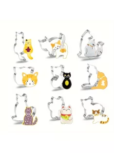  9 darab, cica alakú süti szaggatók, tészta szaggató, keksz formák