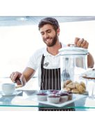 1db, pamut kötény, fekete-fehér csíkos állítható kötény, unisex kötény zsebbel, konyhai szakács kötények, női férfiaknak otthoni konyha, konyhai kellékek