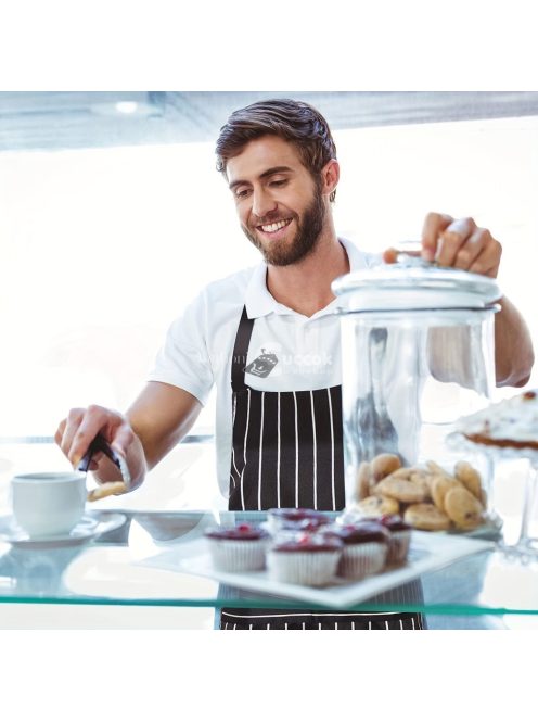 1db, pamut kötény, fekete-fehér csíkos állítható kötény, unisex kötény zsebbel, konyhai szakács kötények, női férfiaknak otthoni konyha, konyhai kellékek