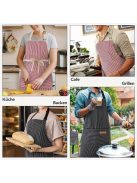 1db, pamut kötény, fekete-fehér csíkos állítható kötény, unisex kötény zsebbel, konyhai szakács kötények, női férfiaknak otthoni konyha, konyhai kellékek