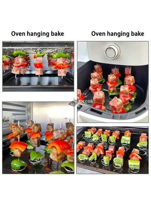 10 db-os légkeveréses álló nyárs: Élelmiszeripari minőségű rozsdamentes acél, vastag, BBQ nyársak légkeveréses sütőhöz és sütőhöz