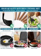 43db/szett, Szilikon Edénykészlet, Tapadásmentes, Hőálló Konyhai Edénylapát Készlet Fa Nyéllel Sütéshez, Főzéshez, Keveréshez,