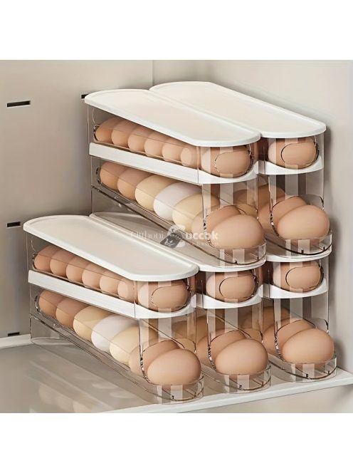 Kétszintes Automata Tojásgurító Adagoló - Frissen és Rendezetten Tartja a Tojásokat a Hűtőszekrényben, Szekrényben vagy Fiókban