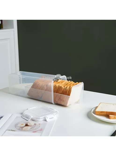 Átlátszó műanyag kenyértartó szeletelővel, légmentesen záródó kenyértároló doboz