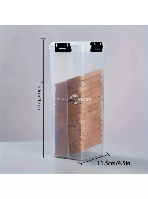 Átlátszó műanyag kenyértartó szeletelővel, légmentesen záródó kenyértároló doboz