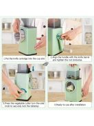 3 az 1-ben kézi forgó reszelő, 3 rozsdamentes acél pengével