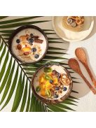 Kézzel készített kókuszdió héjból készült salátástál szett fa kanalállal