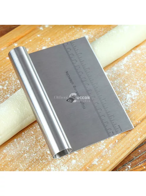 1db, rozsdamentes acél tésztavágó, háztartási kaparó, tortalisztes rizshenger vágó mérleggel, sütőeszköz, kaparó