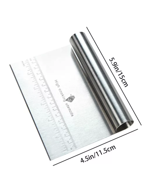 1db, rozsdamentes acél tésztavágó, háztartási kaparó, tortalisztes rizshenger vágó mérleggel, sütőeszköz, kaparó