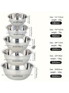 5 darabos Rozsdamentes Acél Keverőtál Készlet