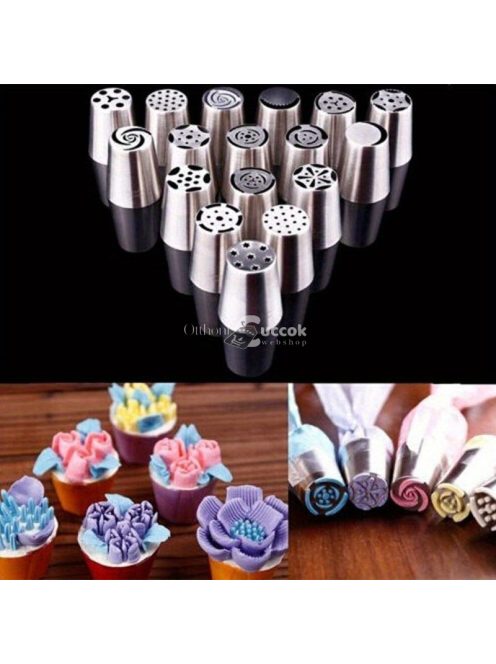 10 darabos Rozsdamentes Acél Tortadíszítő Készlet - DIY Cukormáz Fúvókák Süteményekhez & Péksüteményekhez, Konyhai Sütőeszközök