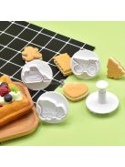 4 db Construction Series szállítójármű dombornyomott virágforma tortákhoz, kekszekhez, csokoládéhoz és barkácssütéshez