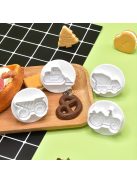 4 db Construction Series szállítójármű dombornyomott virágforma tortákhoz, kekszekhez, csokoládéhoz és barkácssütéshez