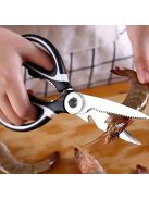 1 db Multifunkcionális rozsdamentes acél konyhai olló - Baromfi olló dió- és üvegnyitóval - Alapvető ételkészítő eszköz csirkéhez, kacsához, halhoz