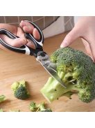 1 db Multifunkcionális rozsdamentes acél konyhai olló - Baromfi olló dió- és üvegnyitóval - Alapvető ételkészítő eszköz csirkéhez, kacsához, halhoz