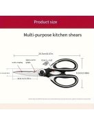 1 db Multifunkcionális rozsdamentes acél konyhai olló - Baromfi olló dió- és üvegnyitóval - Alapvető ételkészítő eszköz csirkéhez, kacsához, halhoz