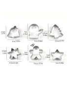 6db rozsdamentes acél süteményvágó, karácsonyi süteményforma, süteménysütés, sütifondant eszközök