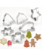 6db rozsdamentes acél süteményvágó, karácsonyi süteményforma, süteménysütés, sütifondant eszközök