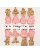 8 részes karácsonyi süti kiszúró készlet: Mézeskalács ember, karácsonyfa, hóember, Mikulás, harangok, hópelyhek, Boldog karácsonyt