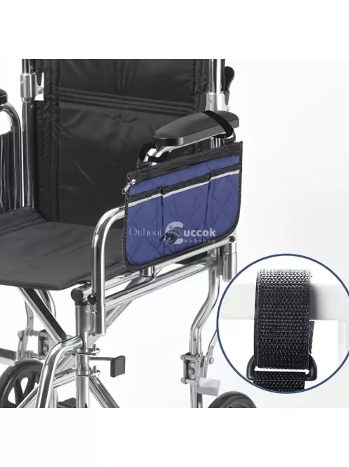 kerekesszékes tároló táska cipzárral és állítható hevederekkel