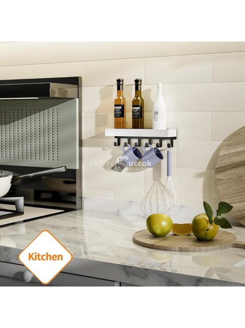 Falra szerelhető Fa ruhafogas, kulcstartó tálcával