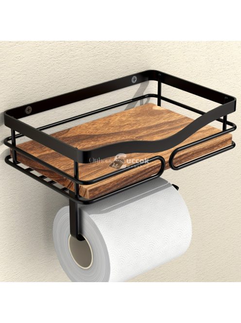 Helytakarékos falra szerelhető WC papír adagoló, tároló felülettel