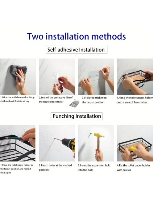 Helytakarékos falra szerelhető WC papír adagoló, tároló felülettel