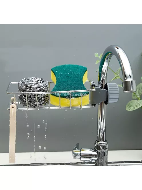 Rozsdamentes acélból készült konyhai csaptelep szivacstartó