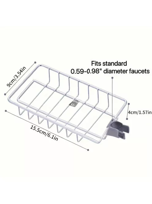 Rozsdamentes acélból készült konyhai csaptelep szivacstartó