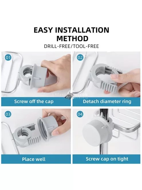 Rozsdamentes acélból készült konyhai csaptelep szivacstartó