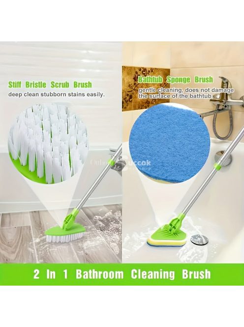 5 részes, kinyitható kád- és csempetisztító kefe készlet hosszú nyéllel