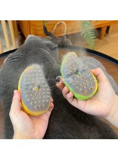   3 az 1-ben USB-s gőzkefe macskáknak és kutyáknak, szilikon háziállat-ápoló masszázs kefe