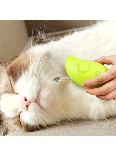 3 az 1-ben USB-s gőzkefe macskáknak és kutyáknak, szilikon háziállat-ápoló masszázs kefe
