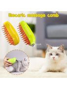 3 az 1-ben USB-s gőzkefe macskáknak és kutyáknak, szilikon háziállat-ápoló masszázs kefe