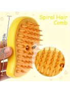 3 az 1-ben USB-s gőzkefe macskáknak és kutyáknak, szilikon háziállat-ápoló masszázs kefe