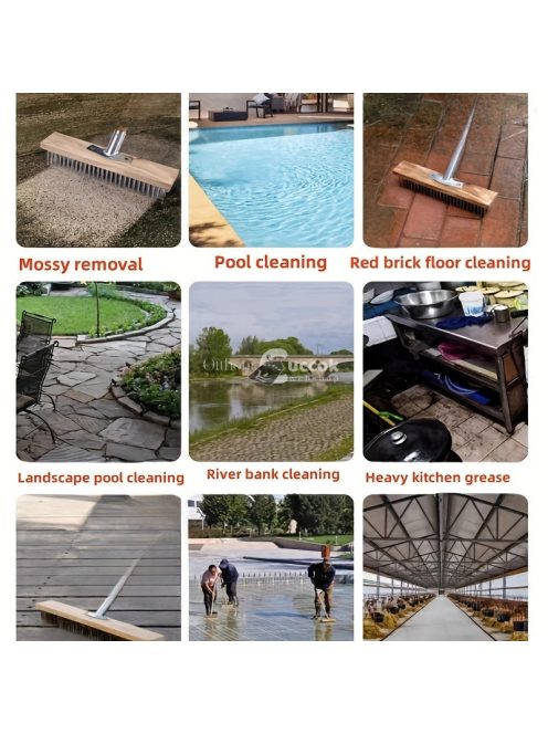 Rozsdamentes acél kemény sörtéjű kültéri tisztítókefe teraszhoz, fürdőszobához, medencéhez