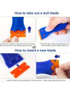 Készlet, Műanyag Borotvapenge-kaparók 10 Pengével - Festékeltávolító Kaparó, Ragasztóeltávolító Kaparó