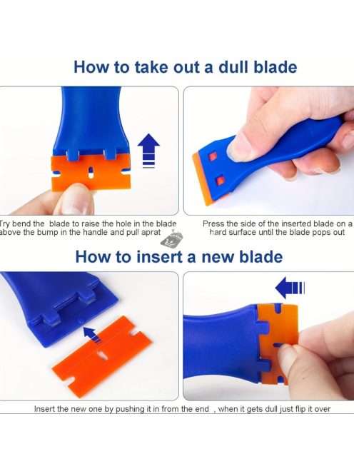 Készlet, Műanyag Borotvapenge-kaparók 10 Pengével - Festékeltávolító Kaparó, Ragasztóeltávolító Kaparó