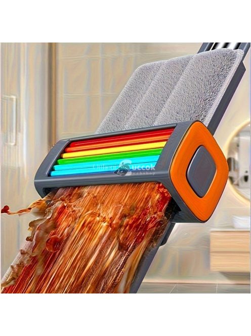 Öncsavarós, rozsdamentes acélból készült lapos felmosó 4 újrafelhasználható párnával