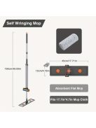 Öncsavarós, rozsdamentes acélból készült lapos felmosó 4 újrafelhasználható párnával