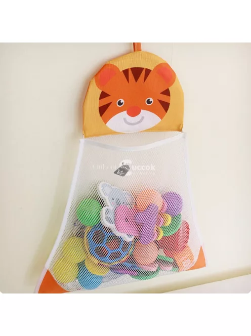 Nagy kapacitású játéktároló függő táska cipzárral