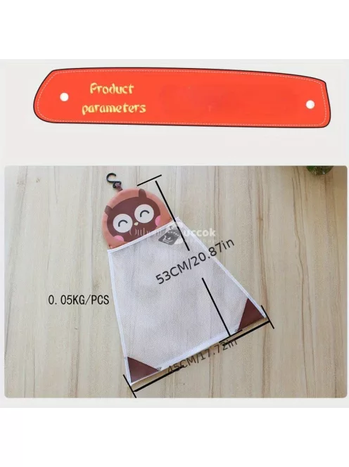 Nagy kapacitású játéktároló függő táska cipzárral