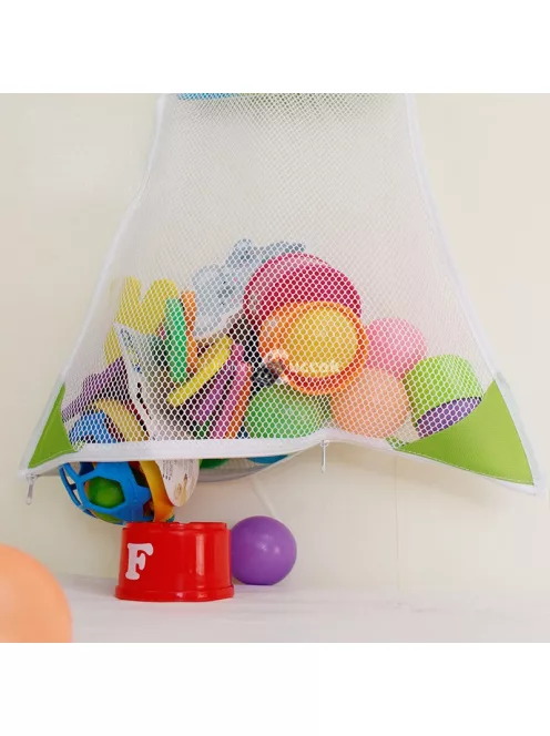 Nagy kapacitású játéktároló függő táska cipzárral