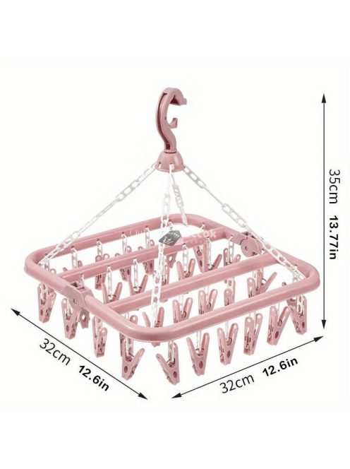 Helytakarékos 32-csipeszes összecsukható akasztós szárítóállvány