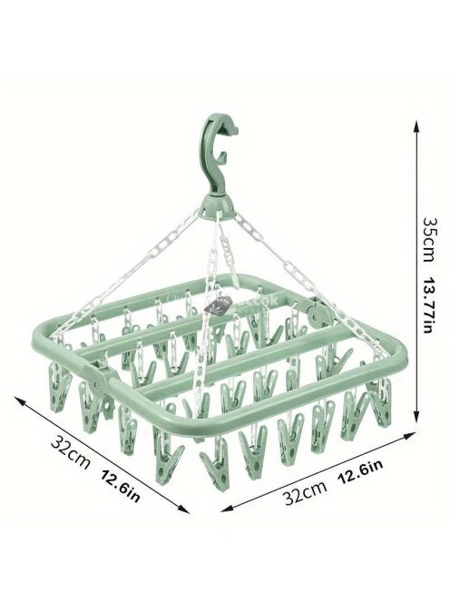 Helytakarékos 32-csipeszes összecsukható akasztós szárítóállvány