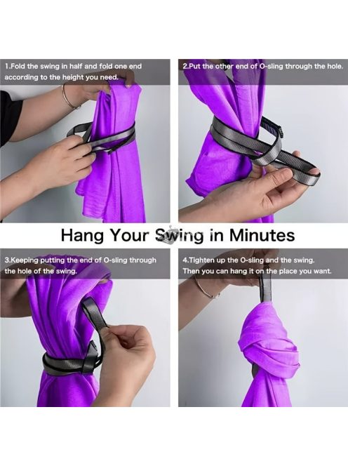 Légi jóga függőágy készlet tartós selyem pántokkal és karabinerrel