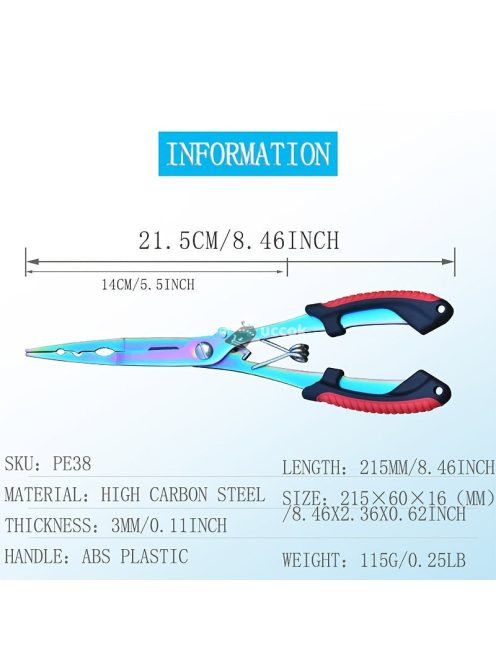 Prémium rozsdamentes acél horgászfogó – többfunkciós horogeltávolító, zsinórvágó és gyűrűnyitó